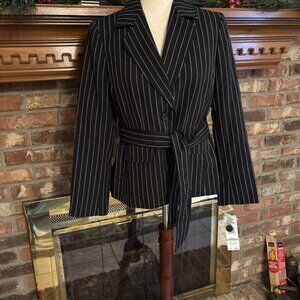 Le Suit Petite Black Pin Stripe Blazer Size 8P New Jacket Only
